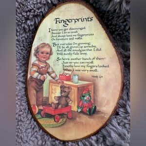 Vintage Fingerprints poem wall hanging